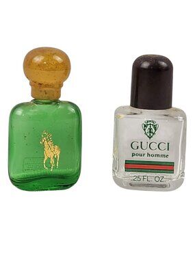 Lot of 2 Mini Cologne Bottles – Polo & Gucci – Empty Display Vials